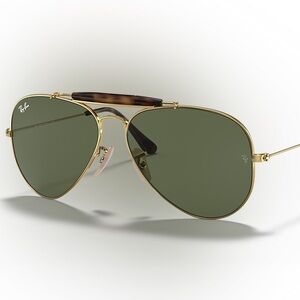 Ray-Ban Havana Sportsman Aviator Gold Frame Sunglasses with Green Lenses